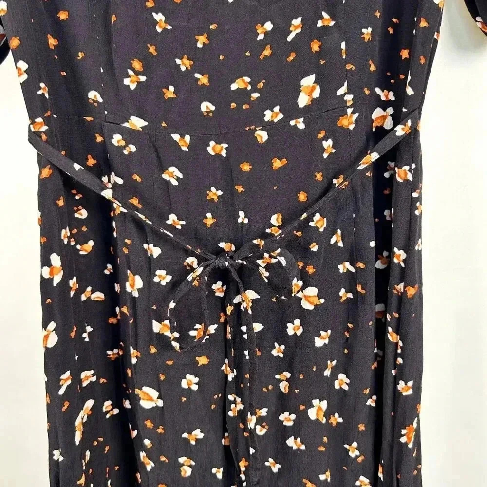 Sanctuary Size 2 Floral Tie Waist Midi Dress Cottagecore Romantic Ruffle - Picture 8 of 9